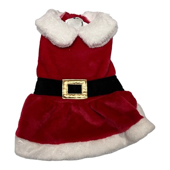 Red Santa Dog Dress with Fur Trim – Festive Holiday Pet Outfit (XS–S) - Picture 6 of 6